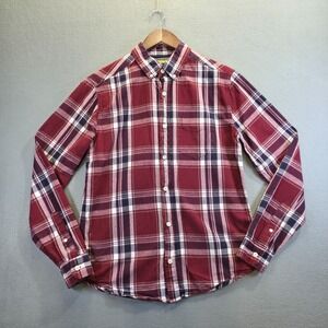Prince & Fox Men's Red Plaid‎ Long Sleeve Button Up Shirt Size Small